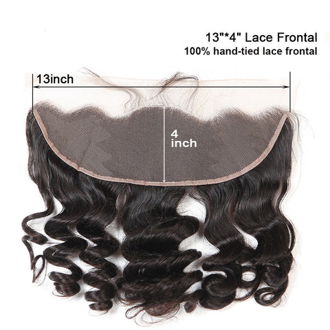 Brazilian Hair Weave Bundles With Frontal Closure 13*4 Inch Human Hair 3 Bundle Deals Loose Wave Remy hair