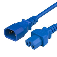 World Cord C14 C15 15A 250V 14/3 SJT Power Cord - Blue