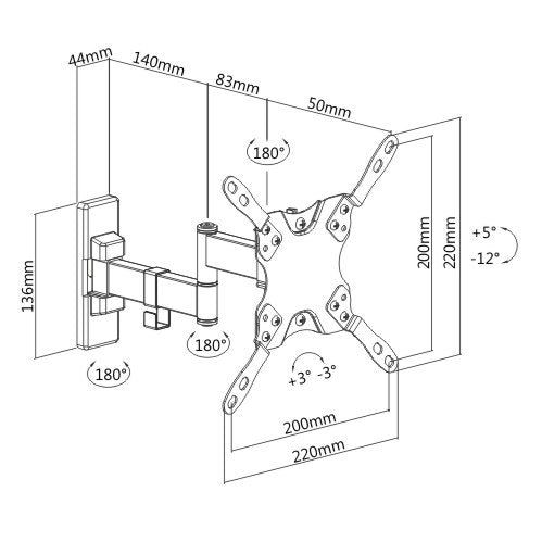 Rhino Brackets Full Motion TV Mount for 13-42