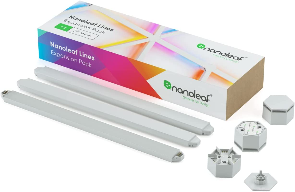 Nanoleaf 60 Degree Lines WiFi Smart LED Lights - 3-Pack Expansion for Gaming and Home Decor