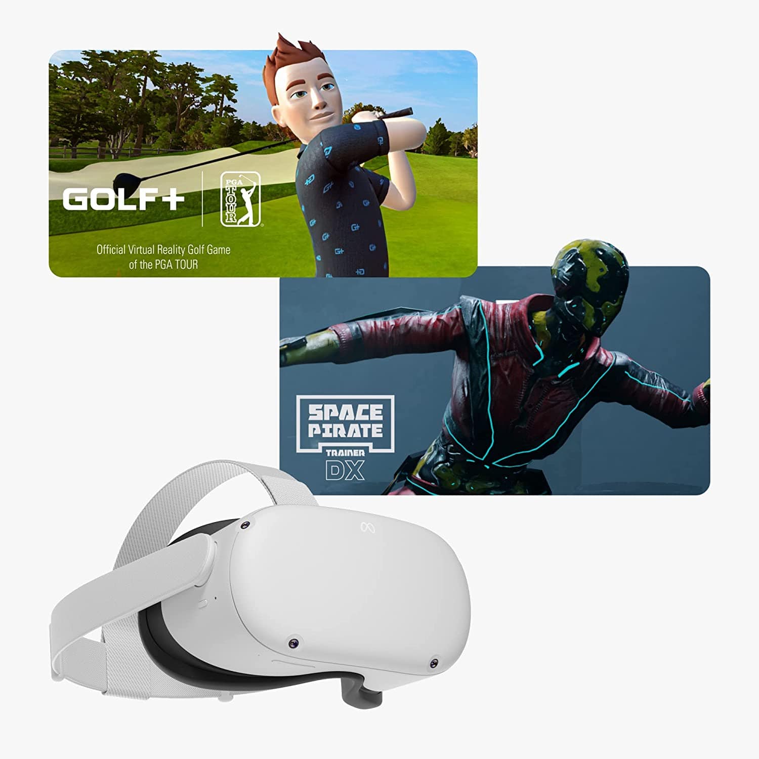 Meta Quest 2 All-In-One VR Headset with 256GB - Includes GOLF and Space Pirate Trainer DX