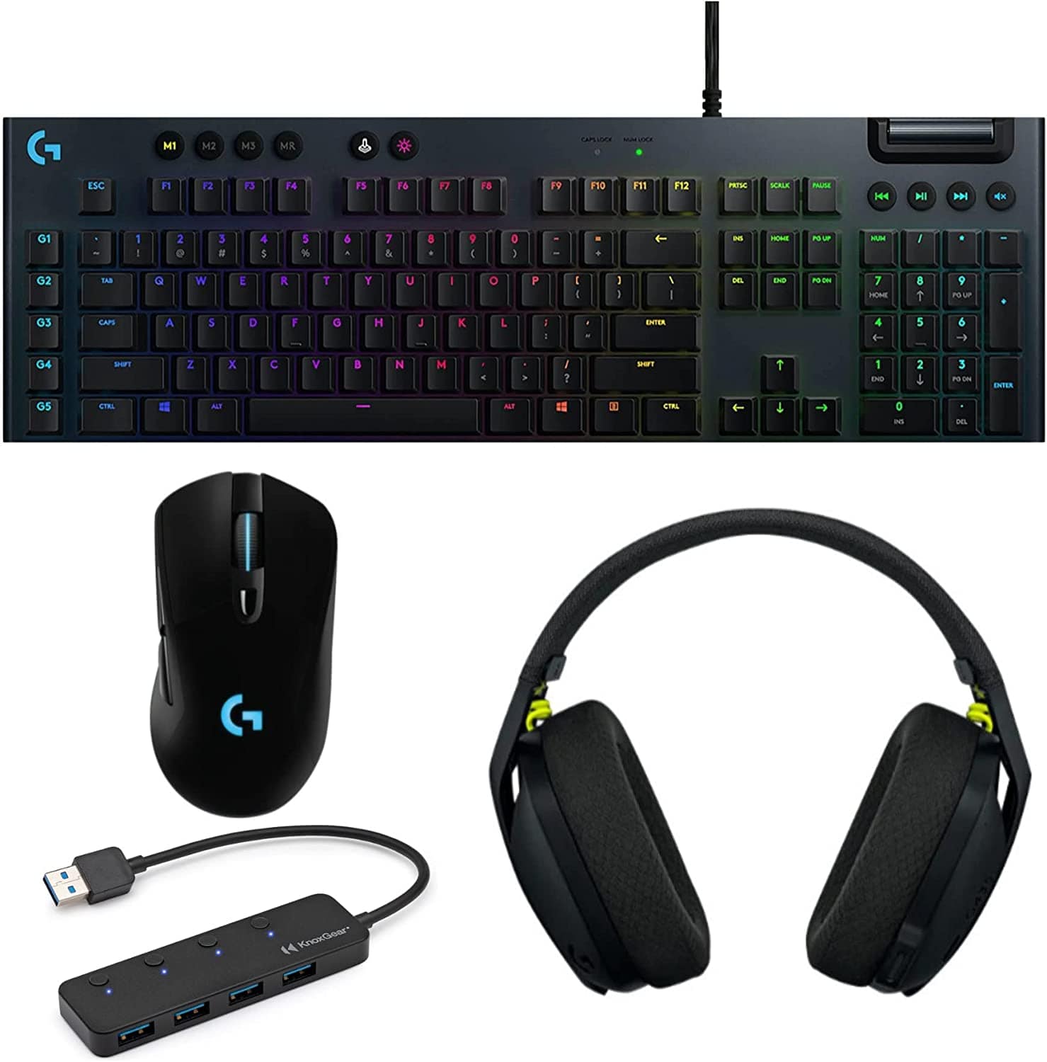 Logitech G815 Lightsync RGB Mechanical Gaming Keyboard Bundle for The Ultimate Gamer (Includes G703 and G435)