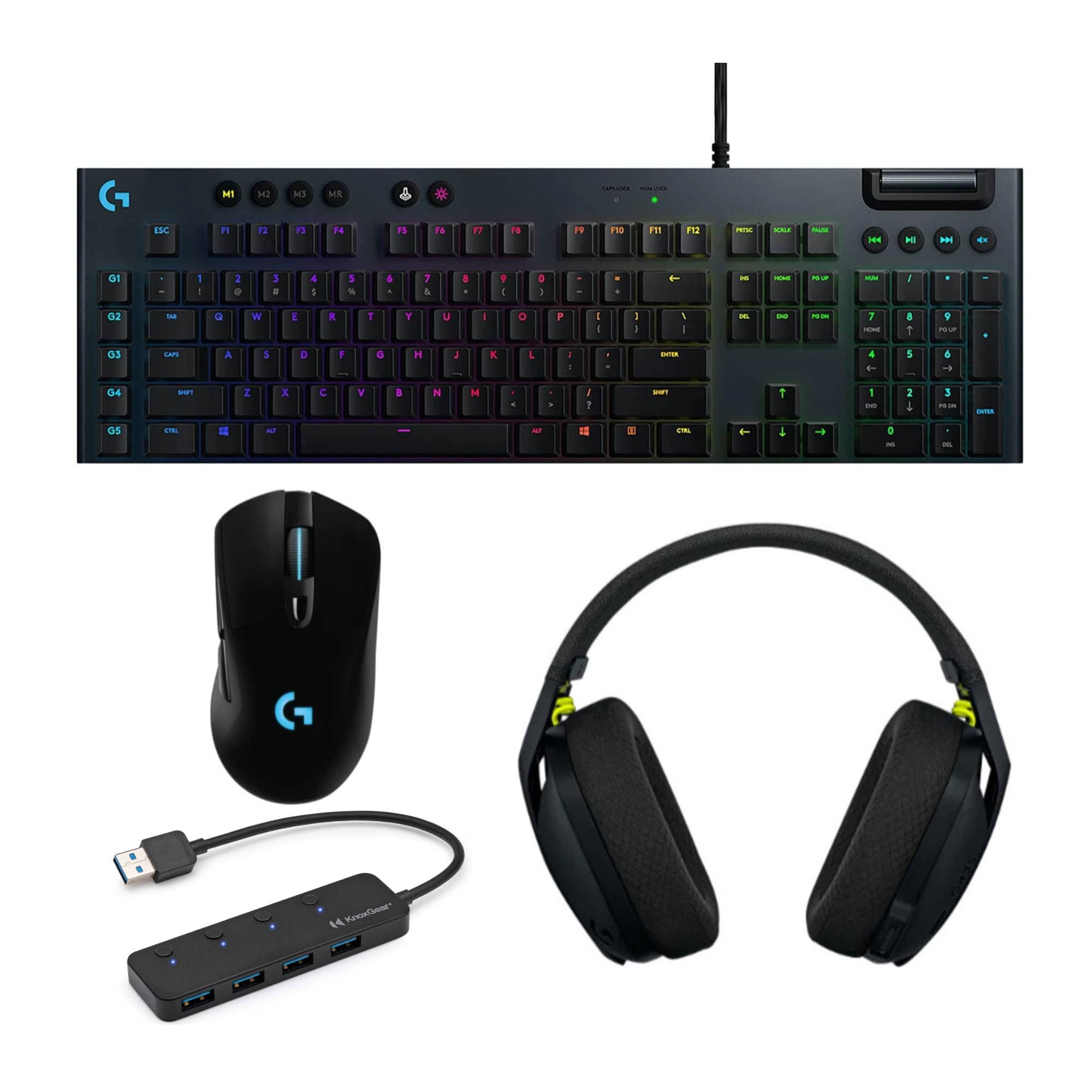 Logitech G815 Lightsync RGB Mechanical Gaming Keyboard Bundle for The Ultimate Gamer (Includes G703 and G435)