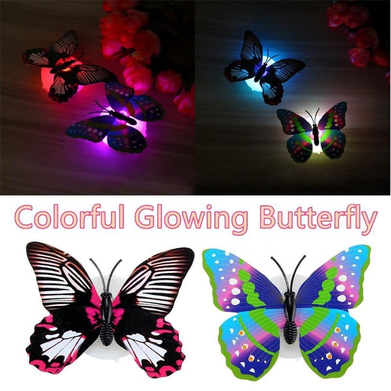 DIY 3D LED Butterfly Sticker Night Light Wall Decal