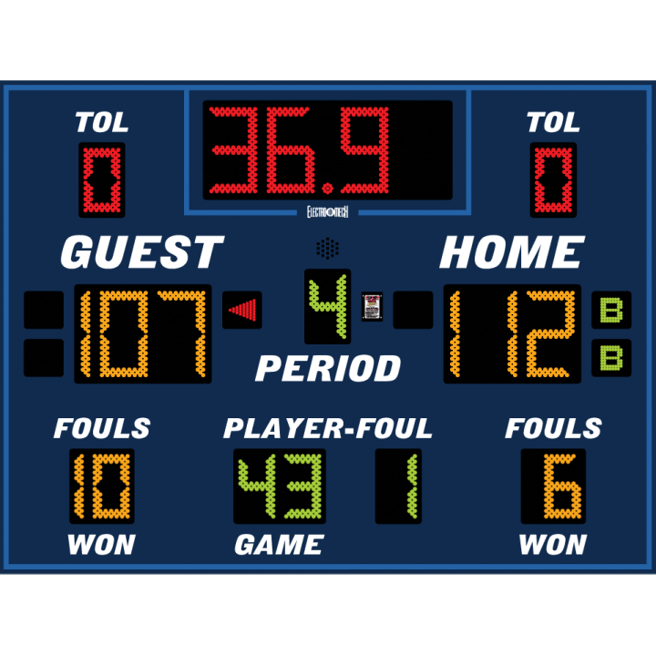 Electro-Mech LX2745 Basketball/Volleyball/Wrestling Compact Scoreboard With TOL