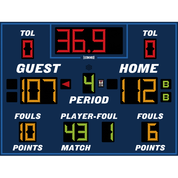 Electro-Mech LX2745 Basketball/Volleyball/Wrestling Compact Scoreboard With TOL