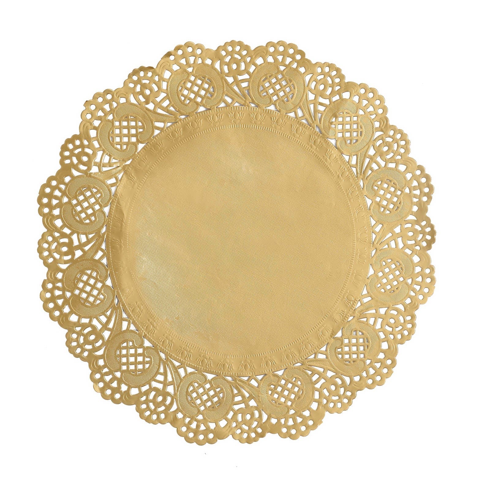 50 pcs Gold Round Disposable Paper Doilies Placemats with Lace Trim