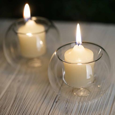 6 pcs Glass Globe Votive Candle Holders - Clear