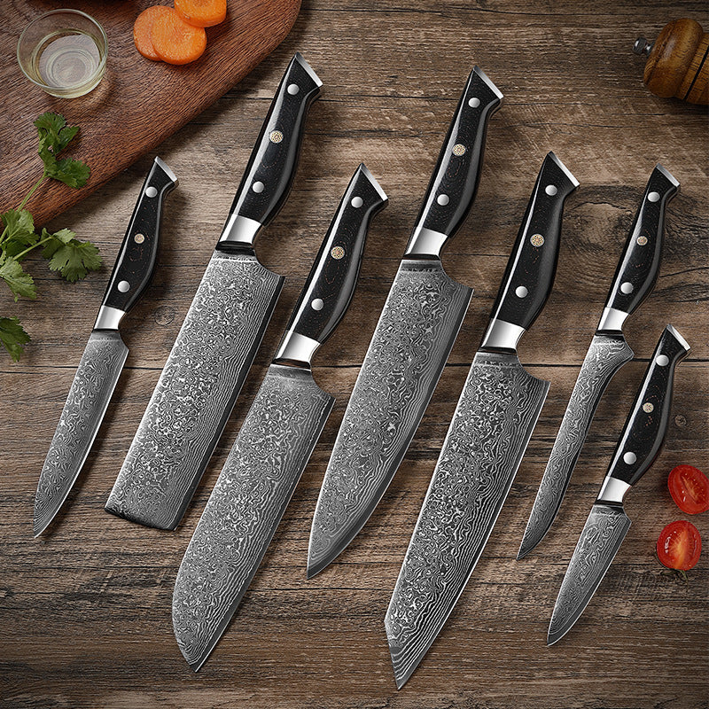 7-piece damascus knife set