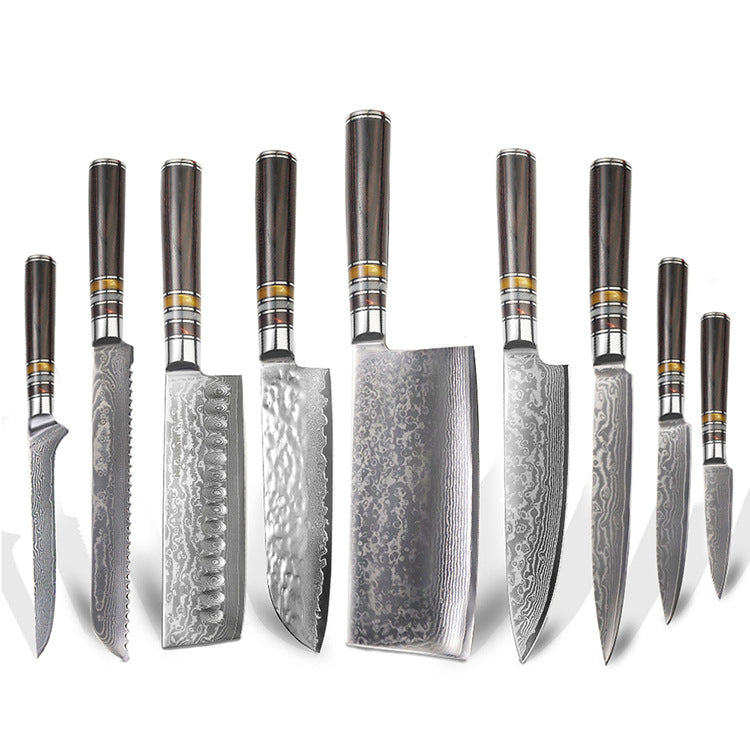 9 Piece Japanese Knife Set, Damascus Chef Knife Set