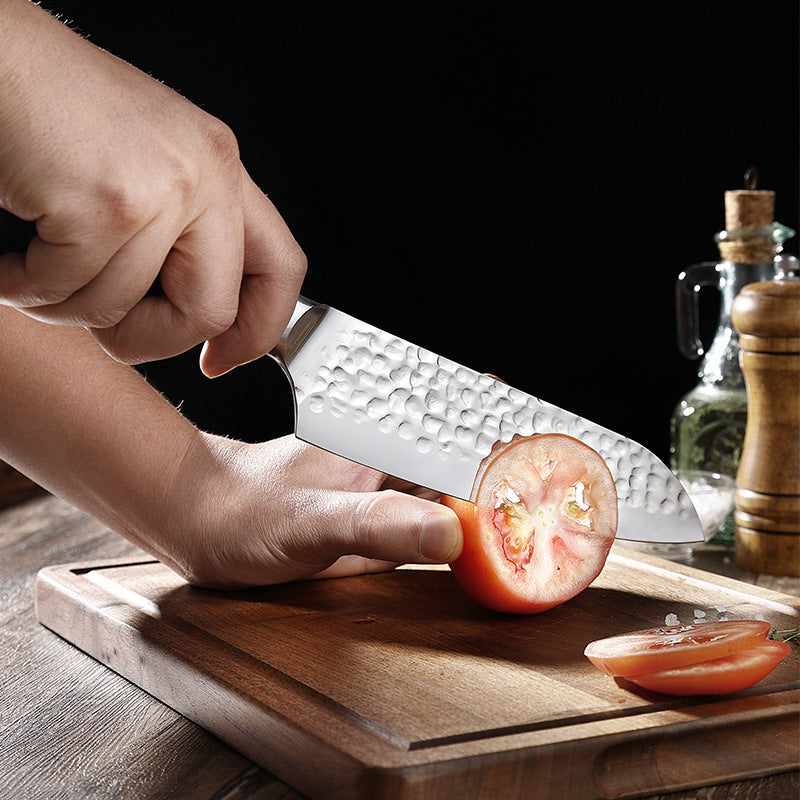 Hammered kitchen knife set cut tomatoes like hot butter