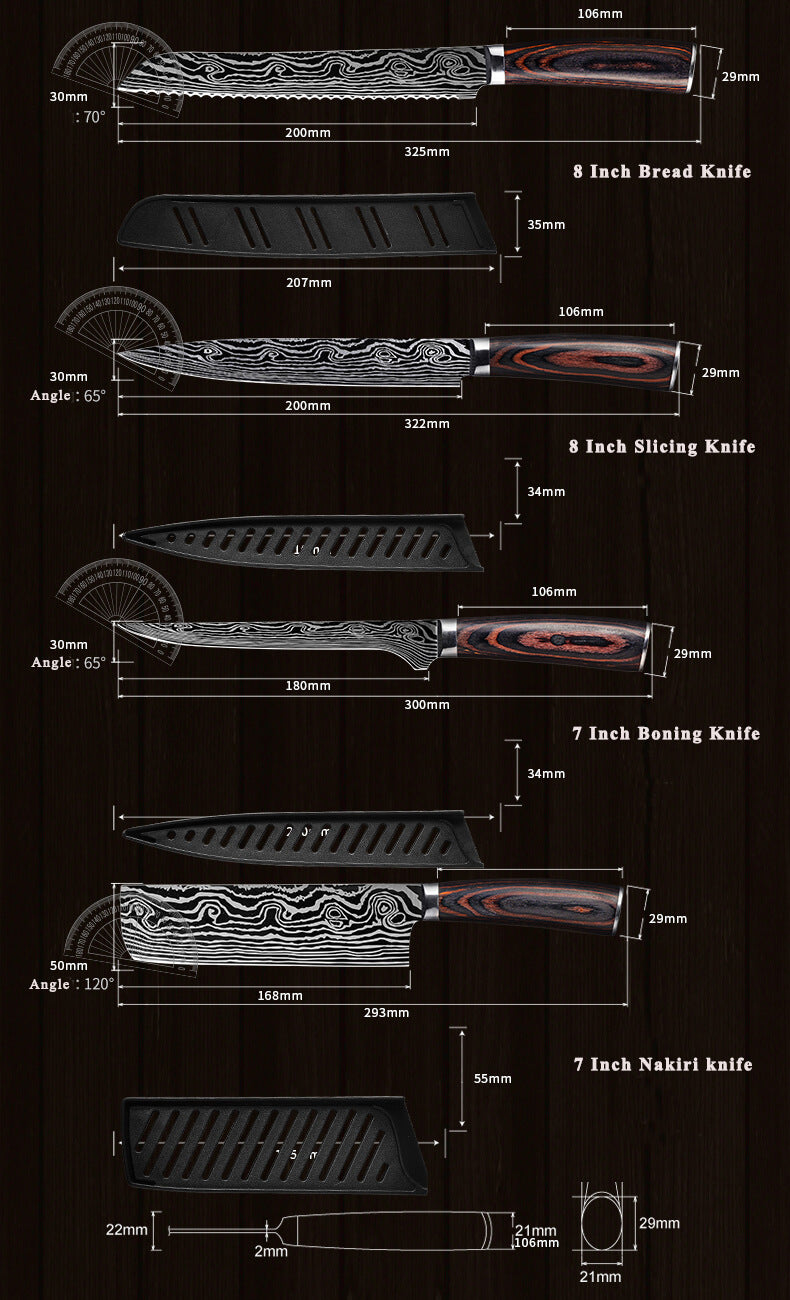Professional Japanese Chef Knives Set