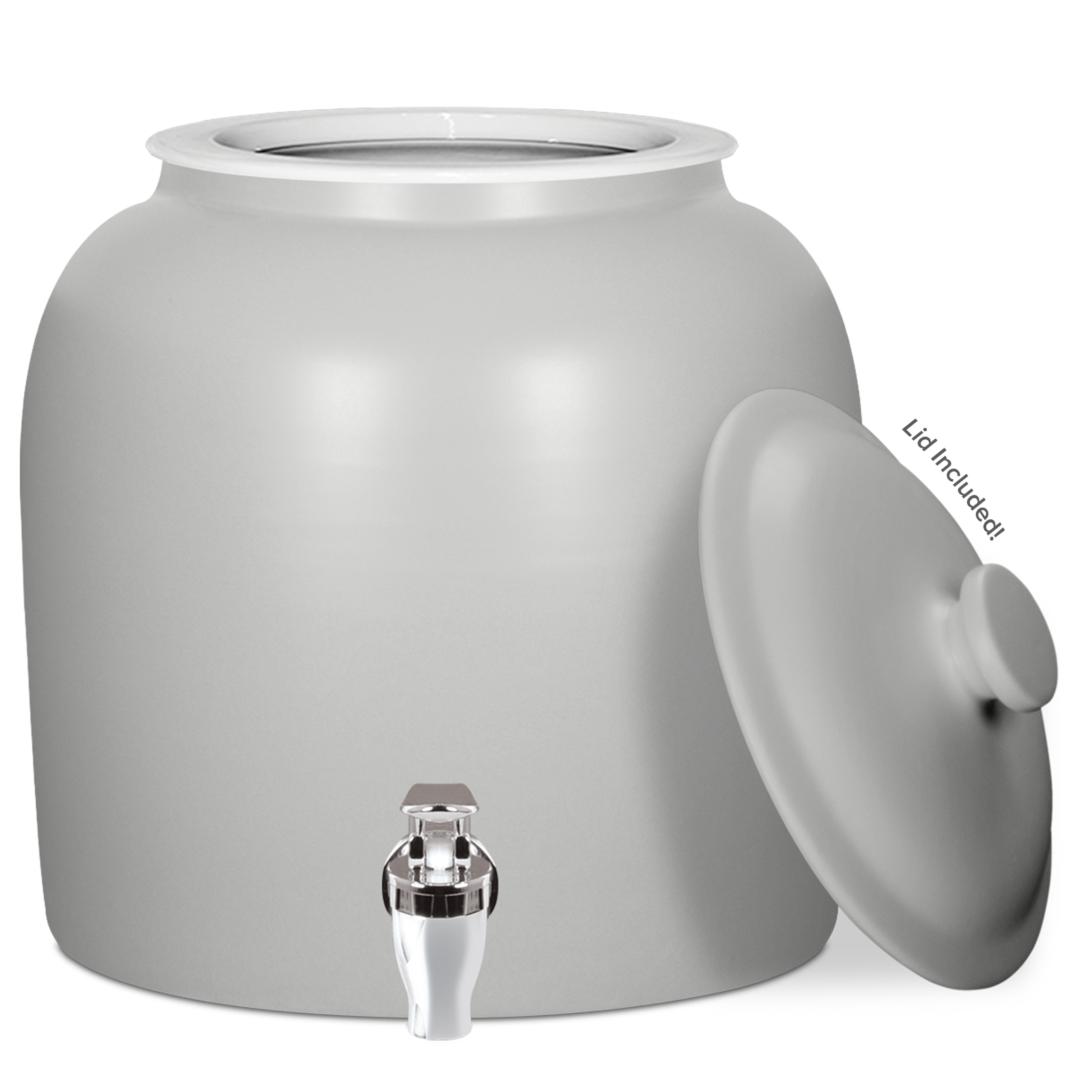  Matte Porcelain Water Crock with Chrome Faucet 