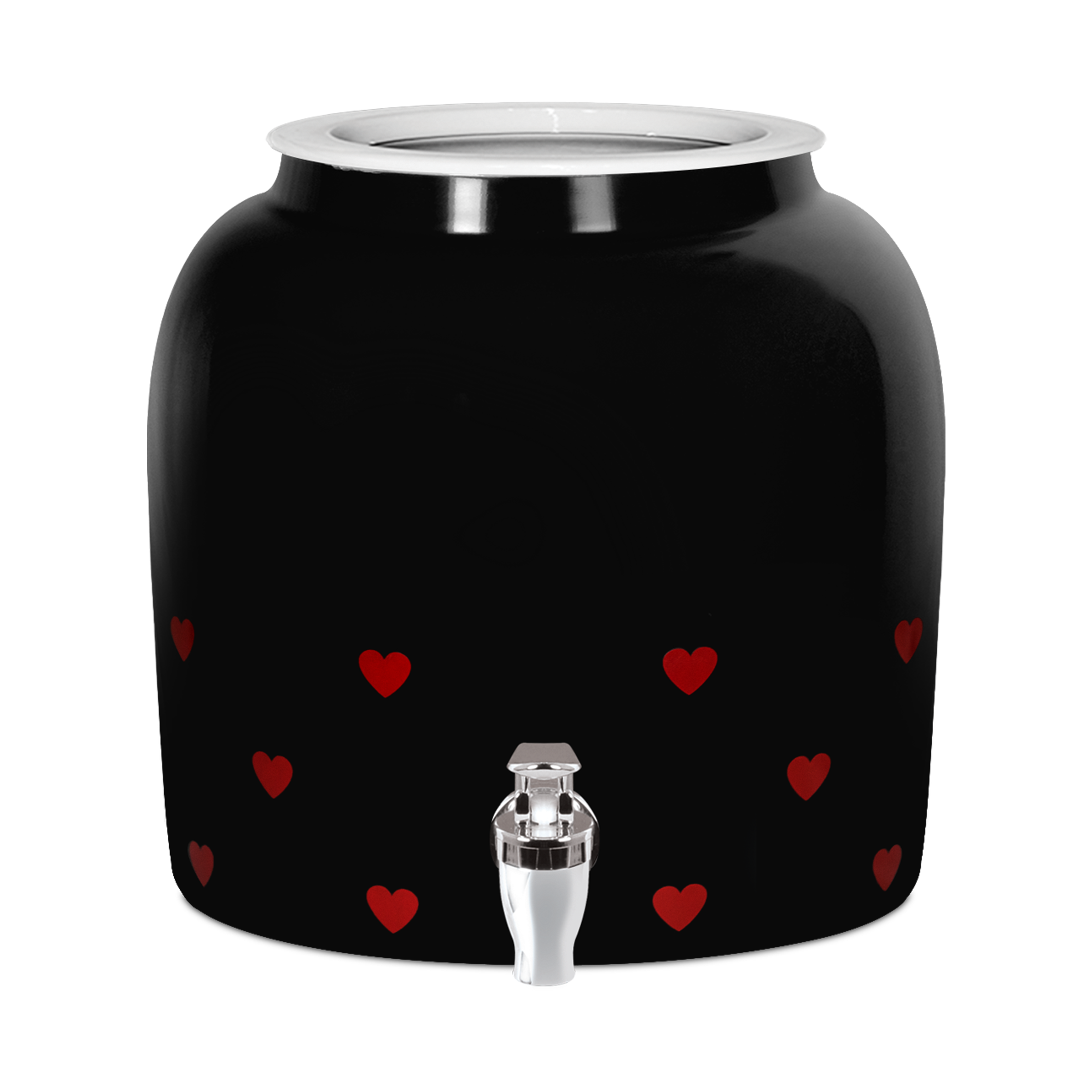  Porcelain Water Crock with Heart Design 