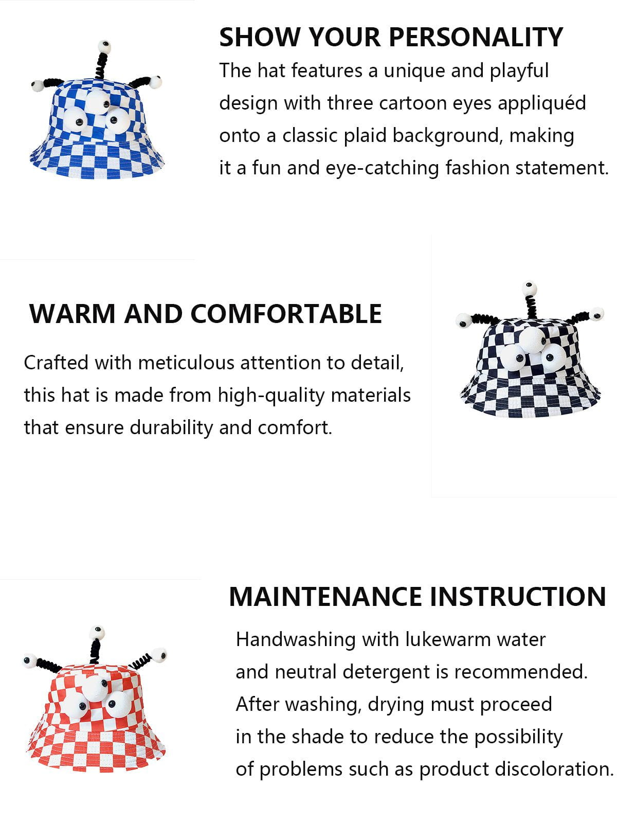 Plaid Three Eyes Cartoon Hat 12 Plaid Three Eyes Cartoon Hat -Aelfric Eden Shop 16 1073e24a 6b44 42d4 919a 7c728200639b