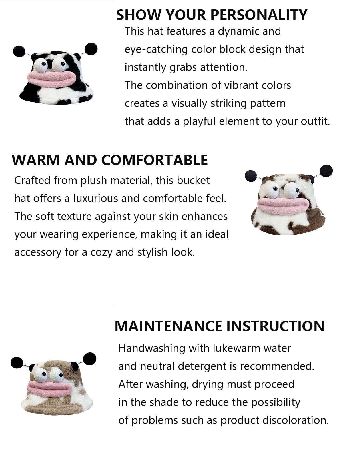 Color Block Plush Cartoon Bucket Hat 10 Color Block Plush Cartoon Bucket Hat -Aelfric Eden Shop 7 27db9238 b818 4f39 91a6 fe7b7a2692f9