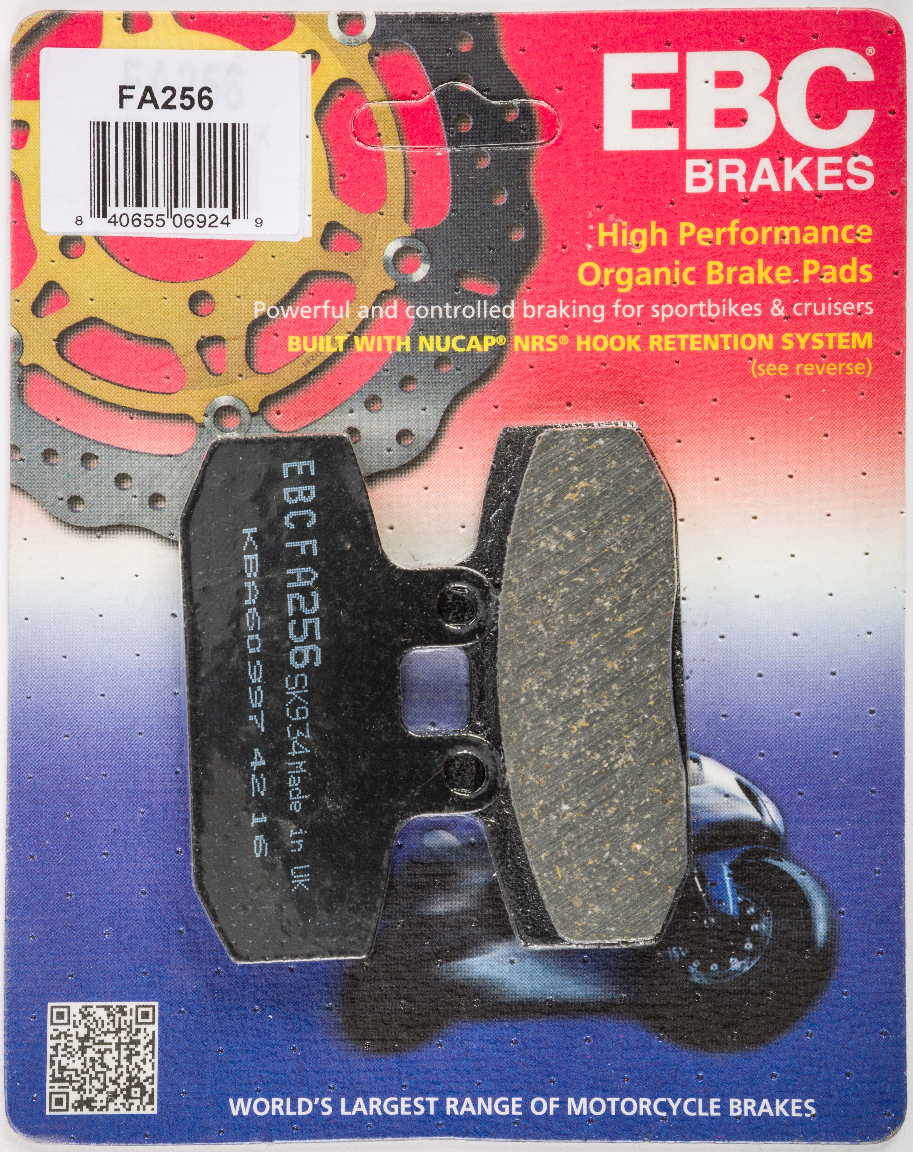 EBC 1 Pair FA Series Organic Replacement Brake Pads MPN FA256