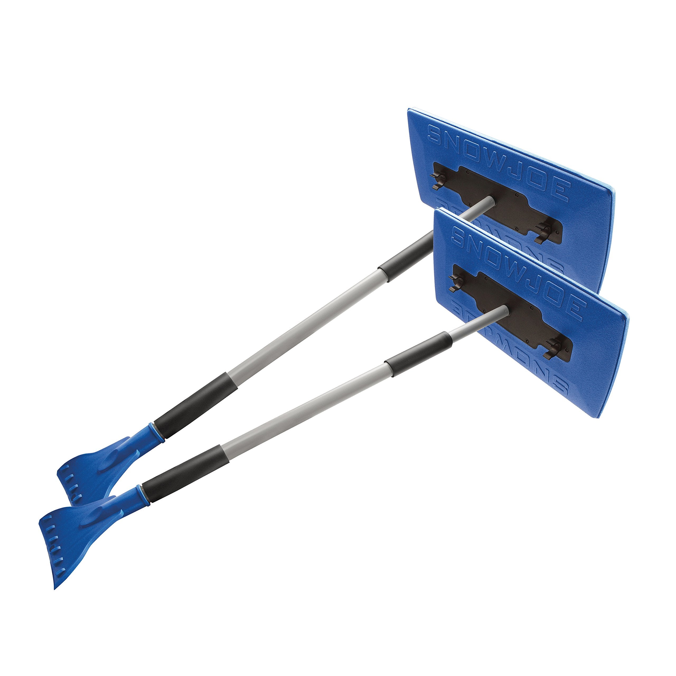 Restored Snow Joe SJBLZD-JMB2-SJB 2-Pack Jumbo Telescoping Snow Broom + Ice Scraper, Blue/Blue (Refurbished)