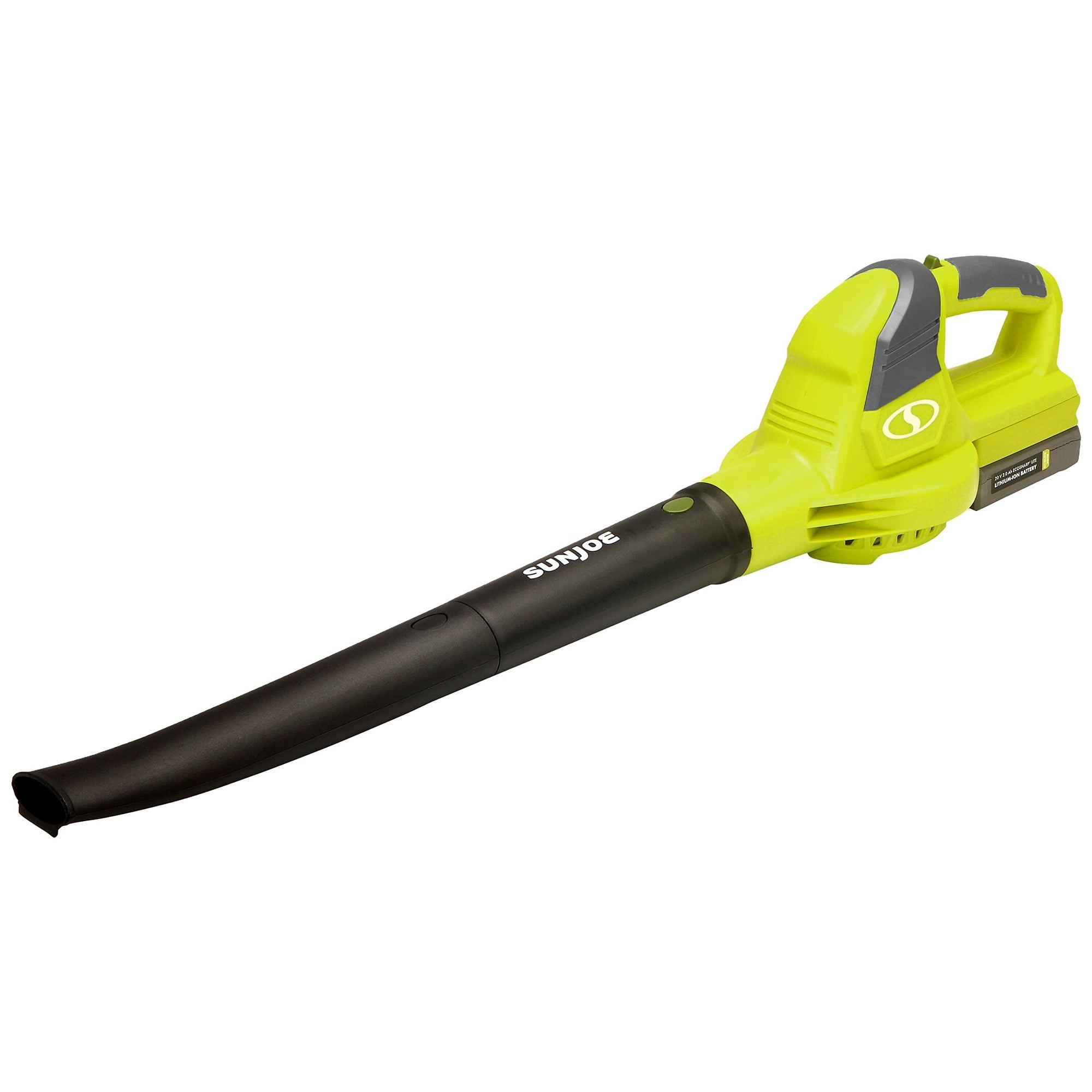 Restored Scratch and Dent Sun Joe 20VIONLT-BLW-SJG | 20 Volt Max Cordless Blower & Sweeper - 2.5 Amp Battery & Charger - Green (Refurbished)