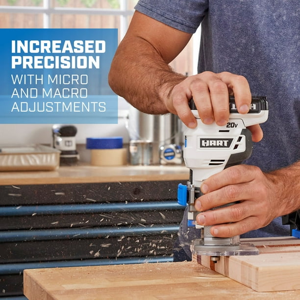 Restored Scratch and Dent HART 20-Volt Cordless Trim Router Kit for Cutting, Shaping and Trimming, (1) 2.0Ah Lithium-Ion Battery (Refurbished)