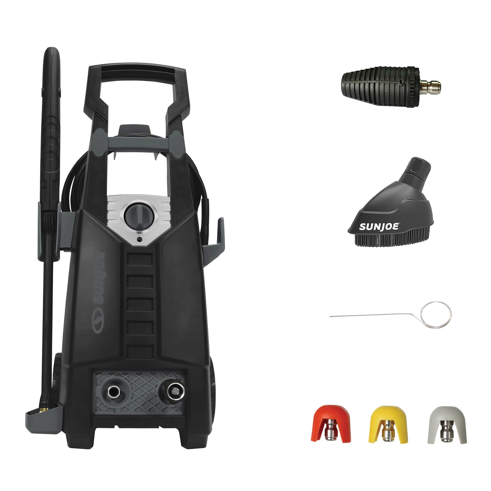 Restored Sun Joe SPX2596-BLK Electric Pressure Washer | W/ 34oz Foamer, Splashguard, & 3 Spray nozzles | 2100 PSI MAX* | 1.8 GPM MAX* (Black) (Refurbished)