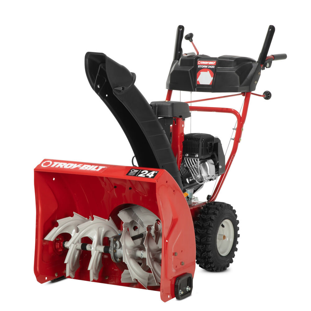 Restored Troy-Bilt Storm 2420 Two- Stage Gas Snow Blower | 24 in. | 208 cc | Electric Start | Self Propelled | Include Snow Tire Chains (Refurbished)