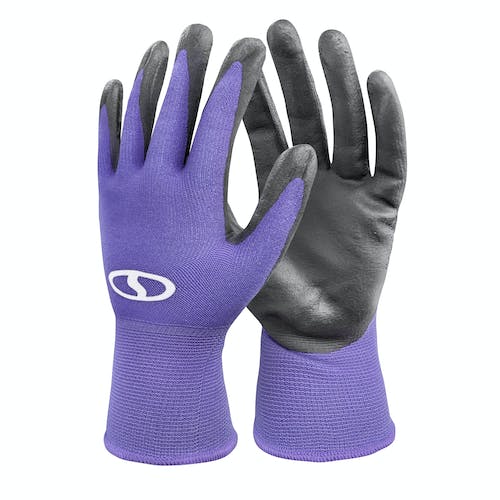 Restored Sun Joe GGNP-S3-PRP Reusable Nitrile-Palm Gloves | Tactile | Washable | One Size Fits Most | Set of 3 (Purple) (Refurbished)