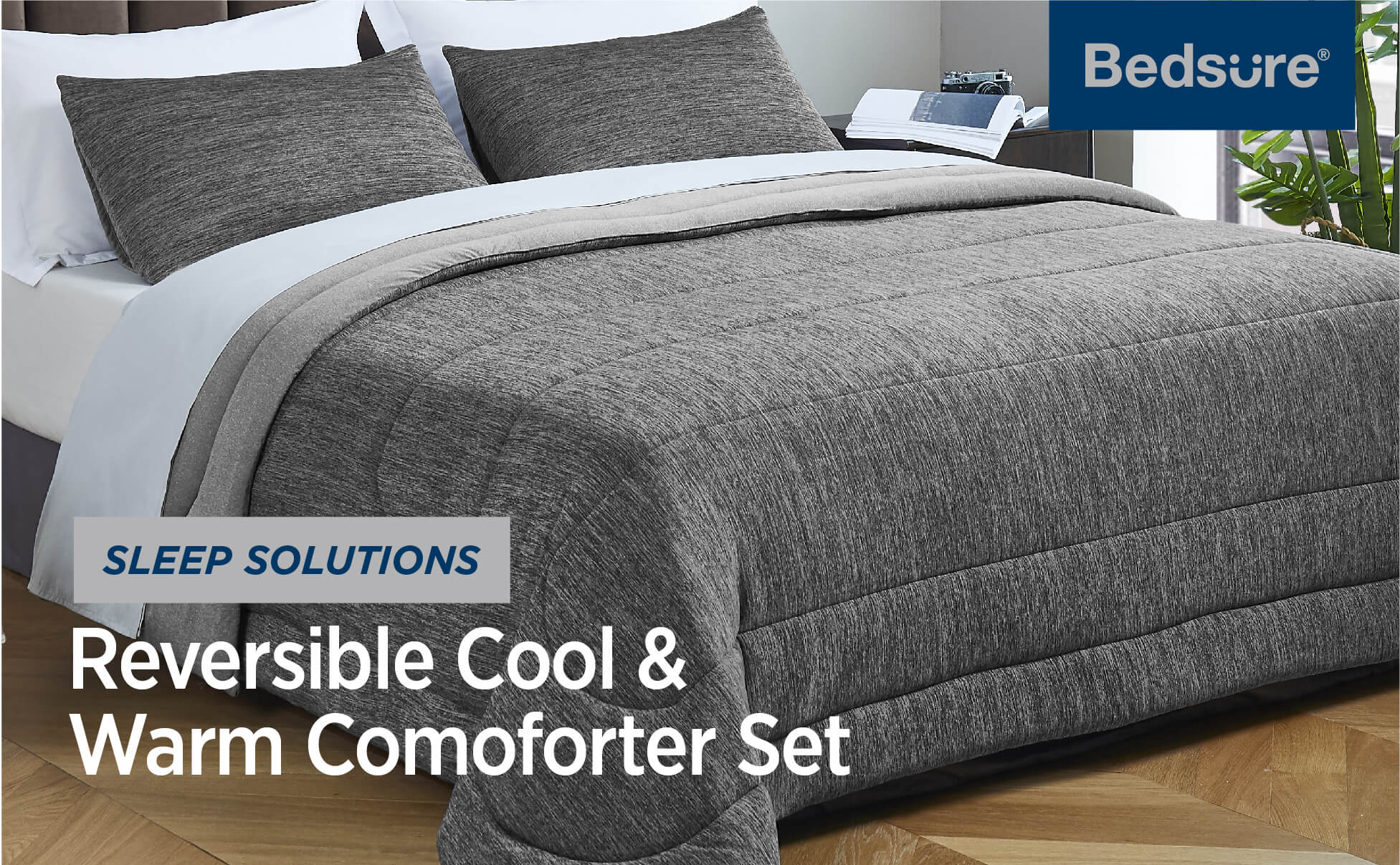 Details about   Bedsure Grey Queen Comforter Set Reversible Warm&Cooling Comforter All-Season D 
