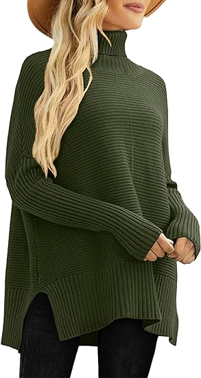 Long Sleeve Side Split Knit Pullover Tops