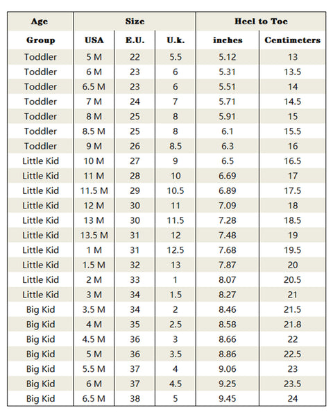 Size Charts