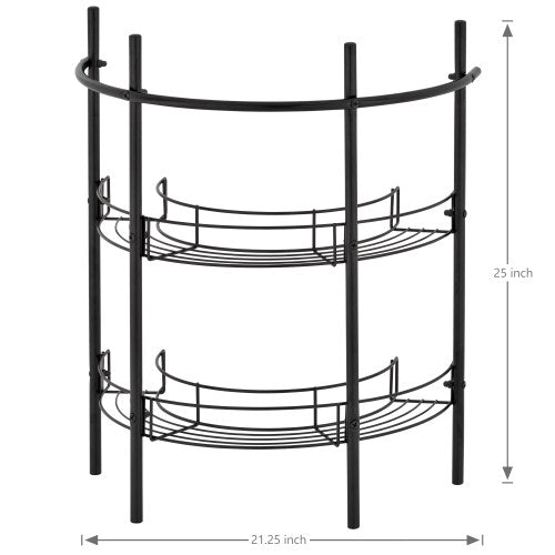 Under-the-Sink Black Metal Rack w/ Shelves & Hand Towel Bar