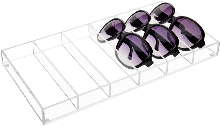 6 Slot Premium Grade Clear Acrylic Sunglasses, Eye Glasses Storage Organizer Display Case