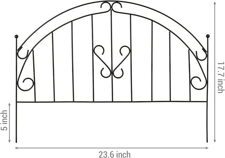 Set of 4, Scrollwork Matte Black Metal Wire Low Trellis Fence, Support Stakes for Climbing Plants and Crawling Vines