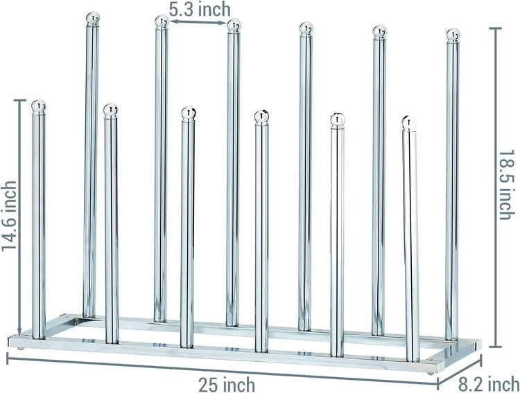 Chrome Plated Metal 6-Pair Boot Rack, Freestanding Closet Shoe Stand Organizer