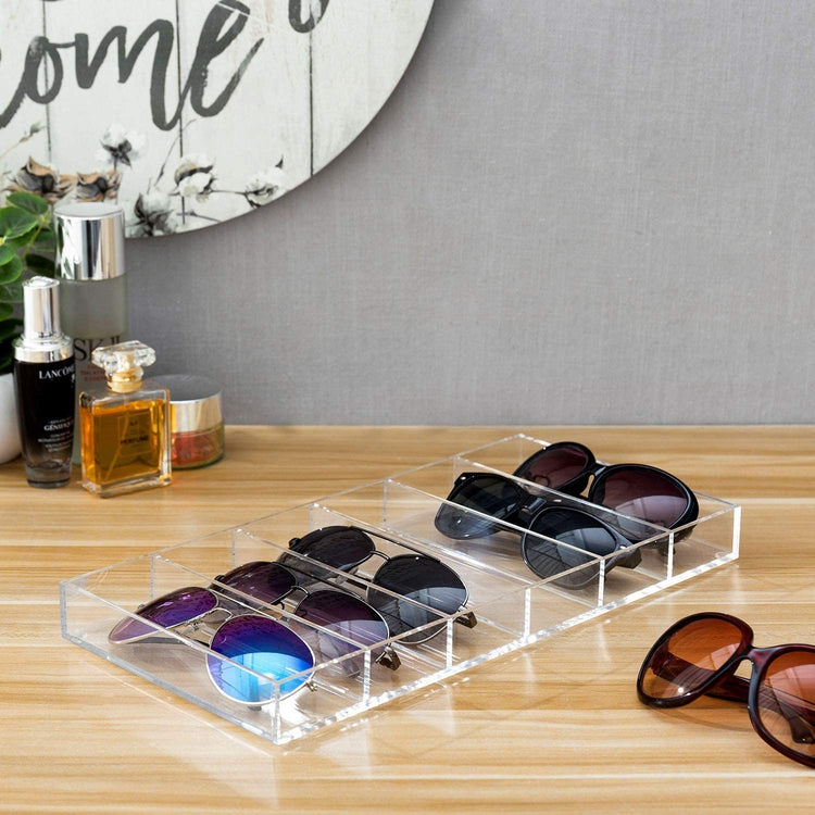 6 Slot Premium Grade Clear Acrylic Sunglasses, Eye Glasses Storage Organizer Display Case