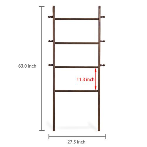 Wall-Leaning Dark Brown Wood Garment Ladder Rack