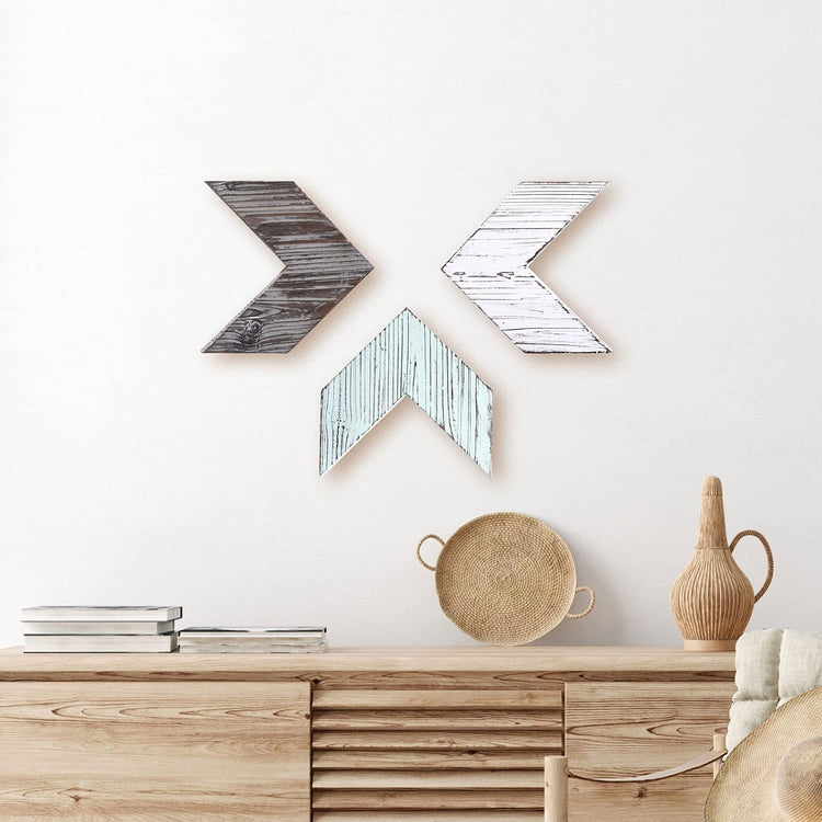 Rustic Wood Chevrons, Multicolor, Set of 3