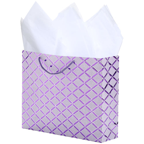 Set of 3 Assorted Diamond Pattern Gift Bags, Medium Size