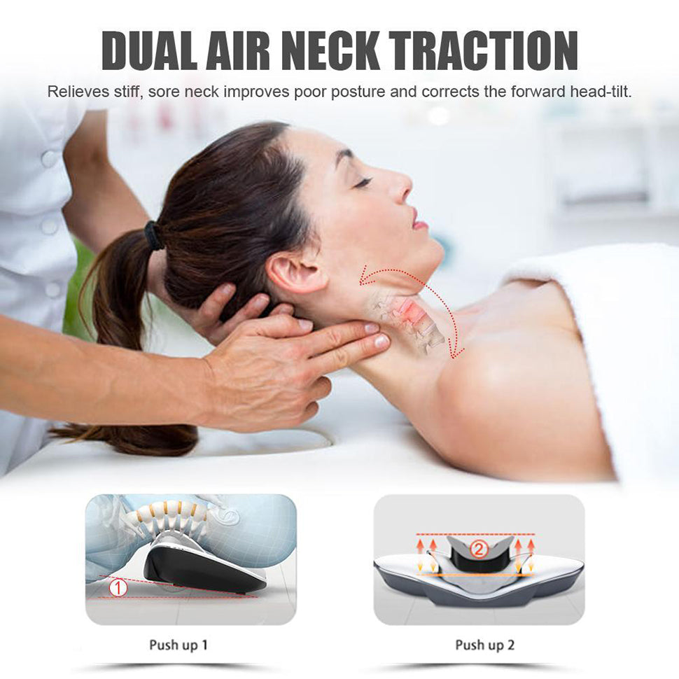 Real Relax® Neck Traction Device Massage Neck Pillows with Heat Therapy and  Electrotherapy for Neck Pain Cervical Care