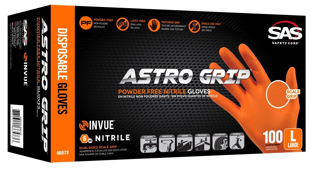 Disposable Gloves - 6 MIL Nitrile, SAS Astro Grip (PK 200 Gloves)