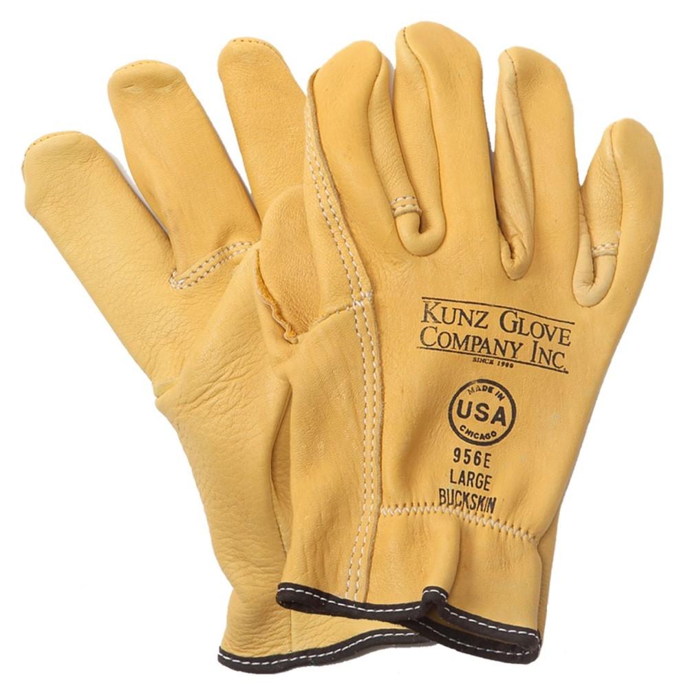 12 Pairs Kunz Buckskin Leather Drivers Glove - Shirred, Arc/Puncture/Cut