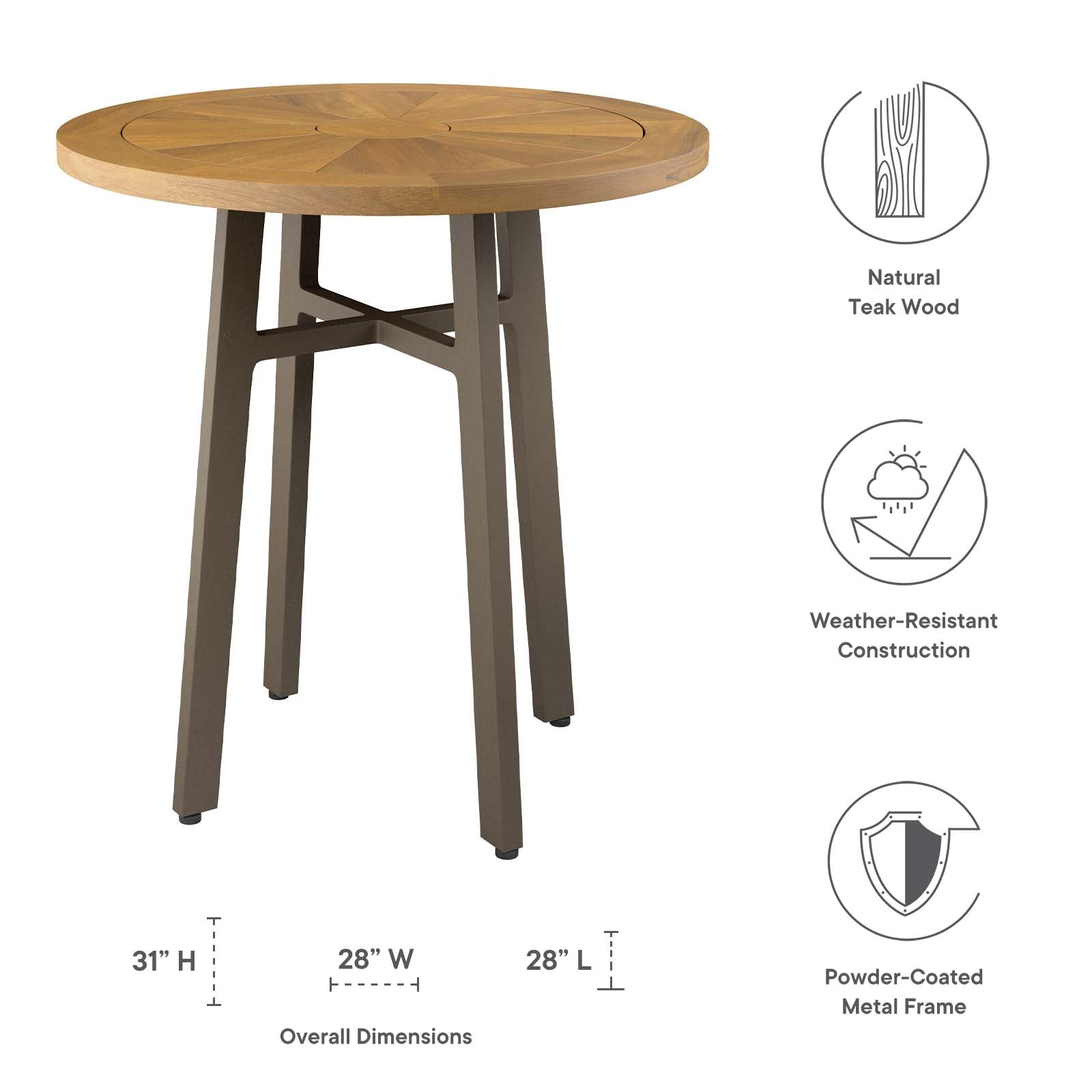 Meadow Outdoor Patio Teak Wood Dining Table