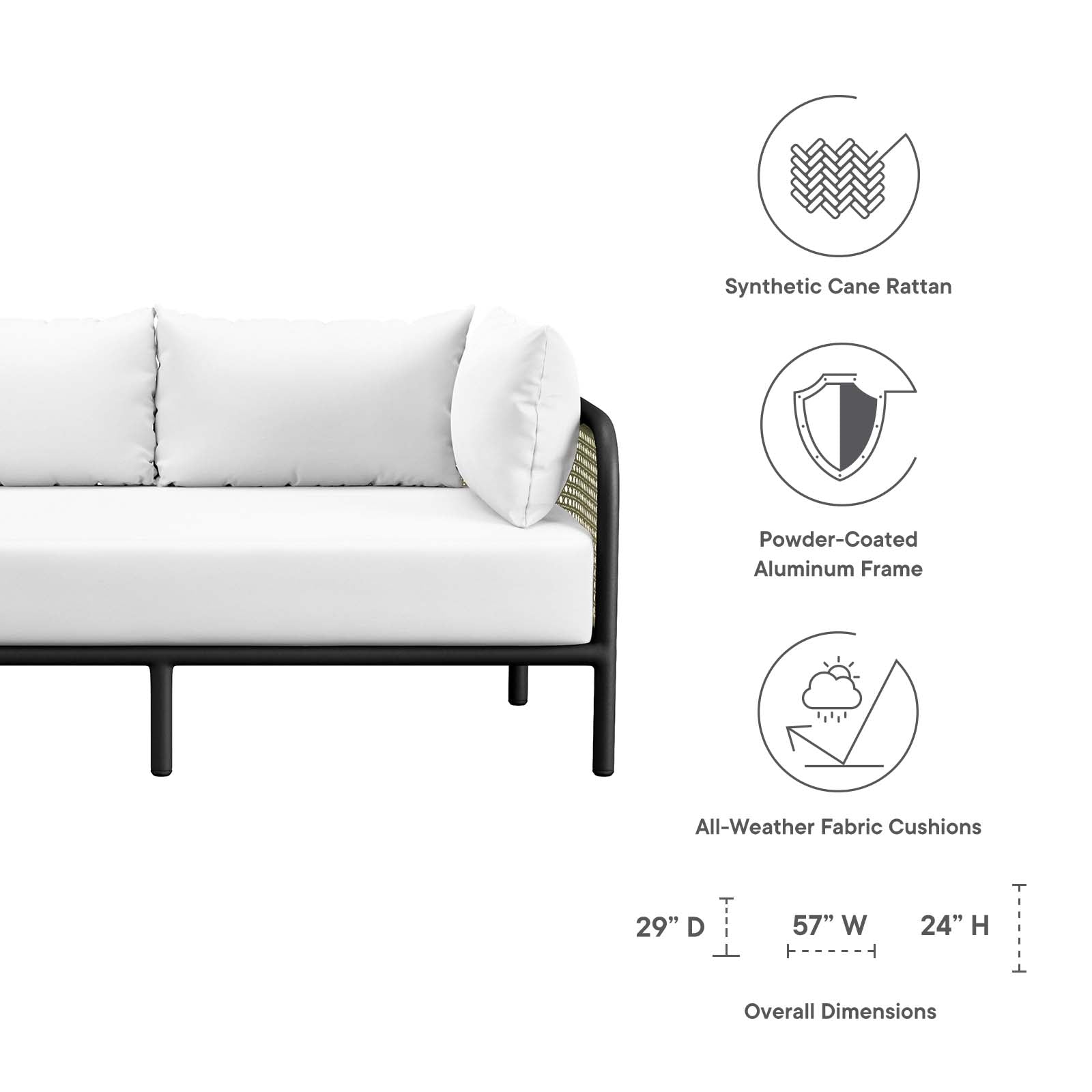 Hanalei Outdoor Patio 4-Piece Sectional