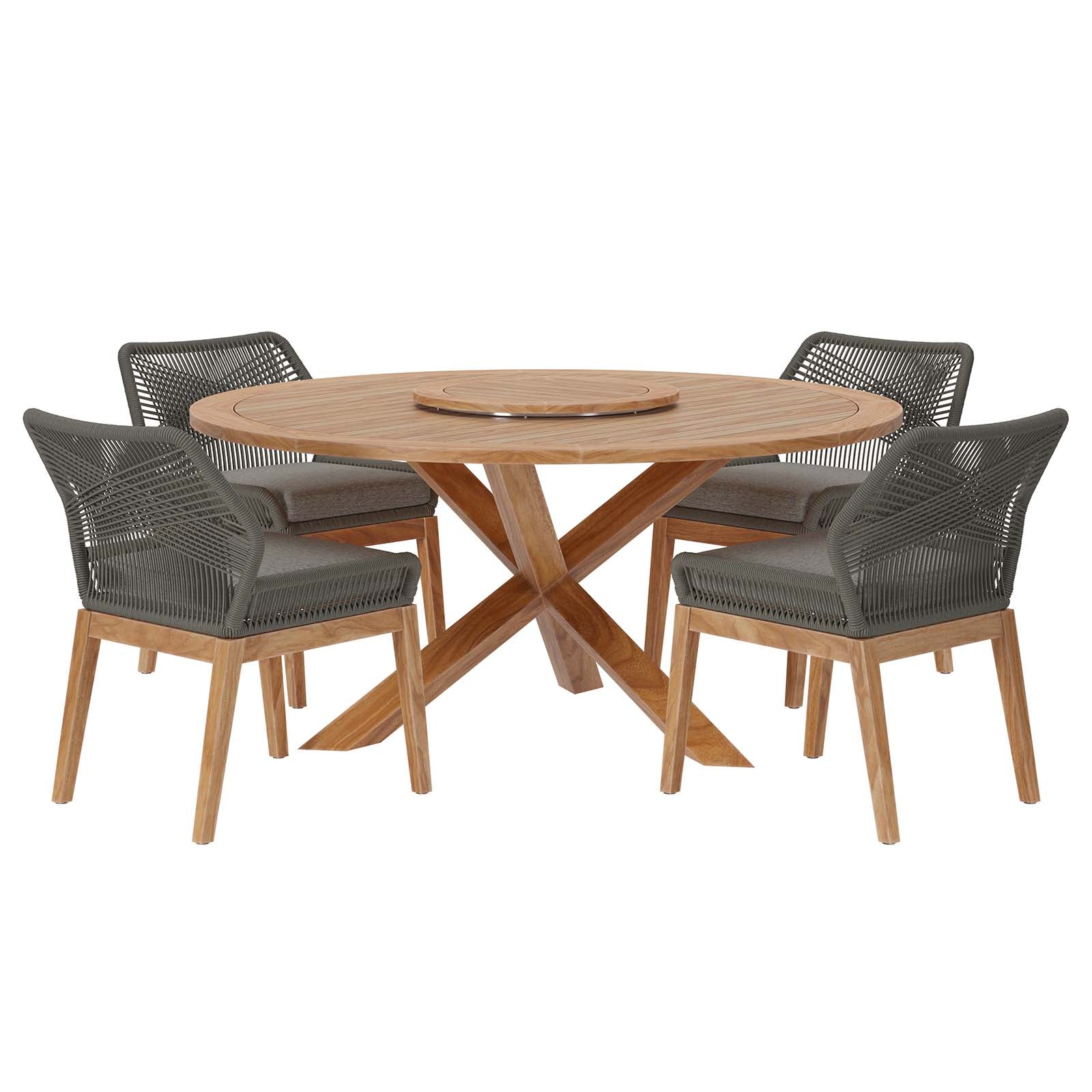 Wellspring 5-Piece Outdoor Patio Teak Wood Dining Set