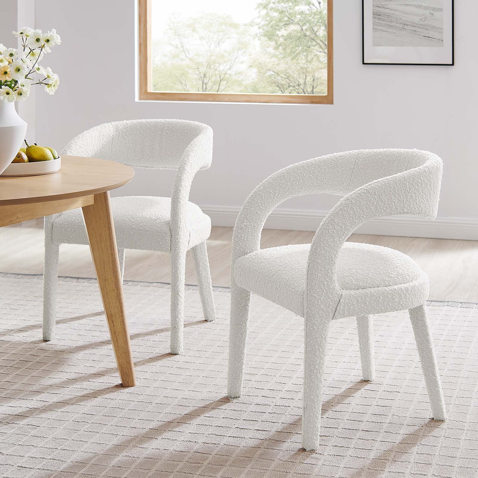Pinnacle Boucle Upholstered Dining Chair Set of Two