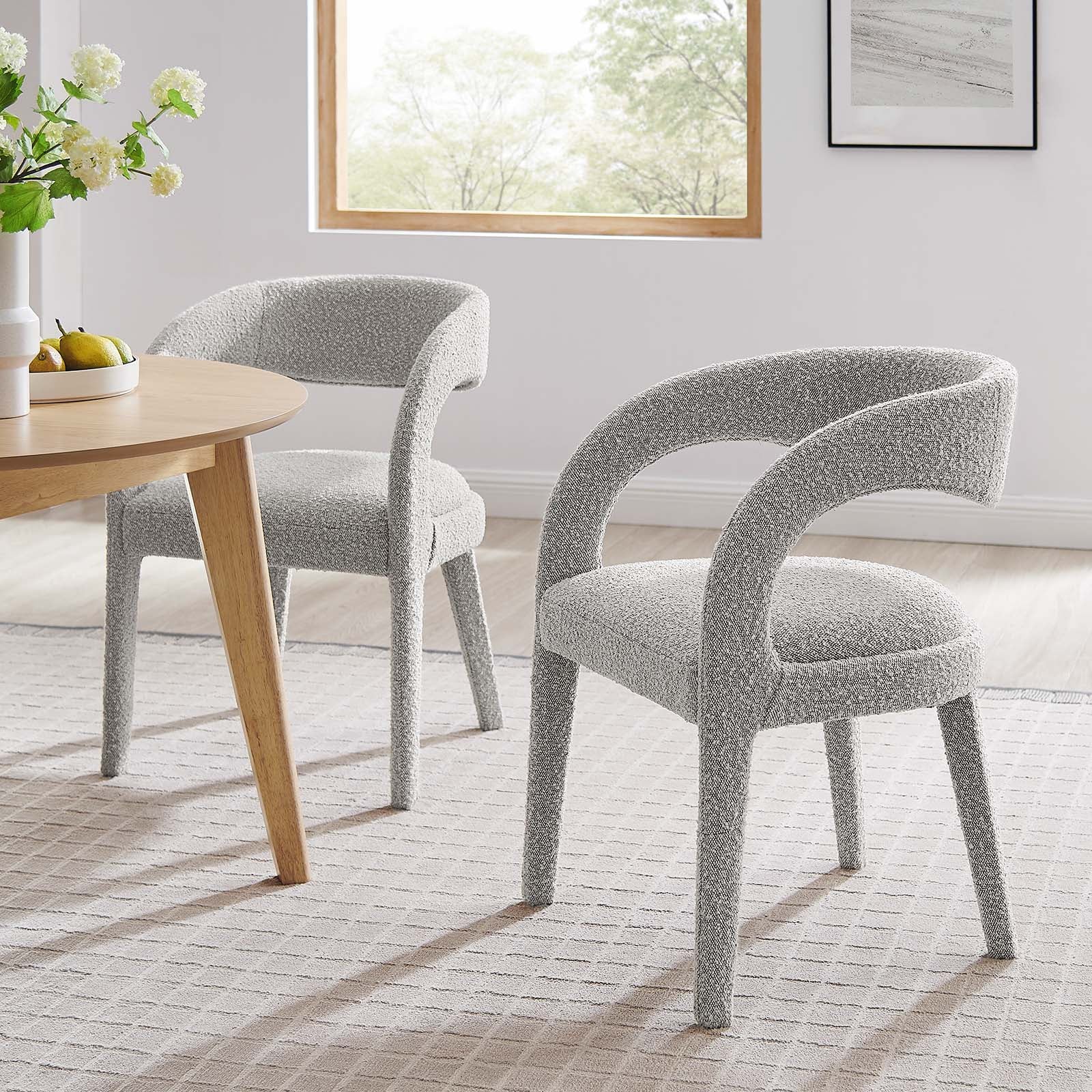 Pinnacle Boucle Upholstered Dining Chair Set of Two