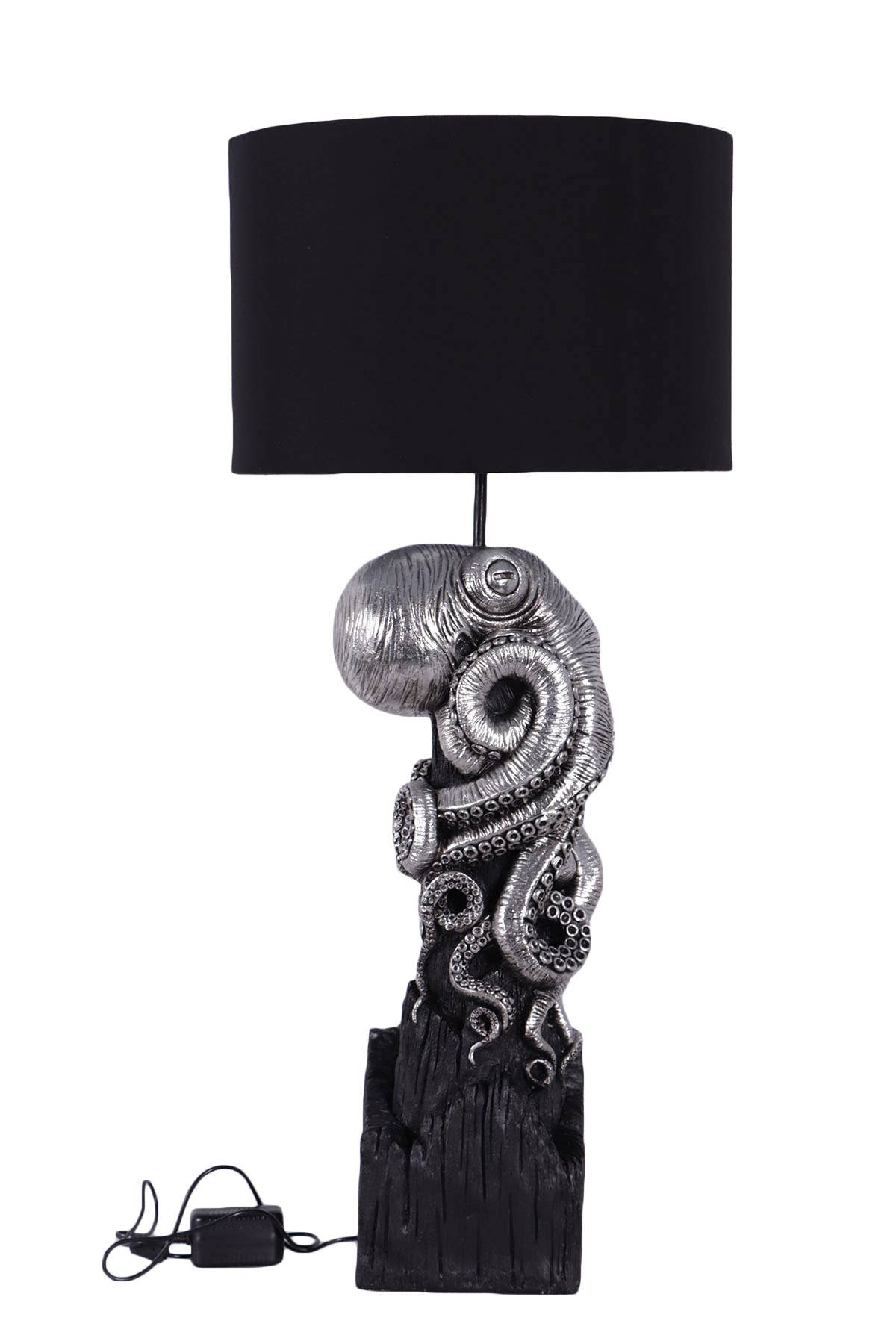 Silver Octopus Table Lamp with Black Shade