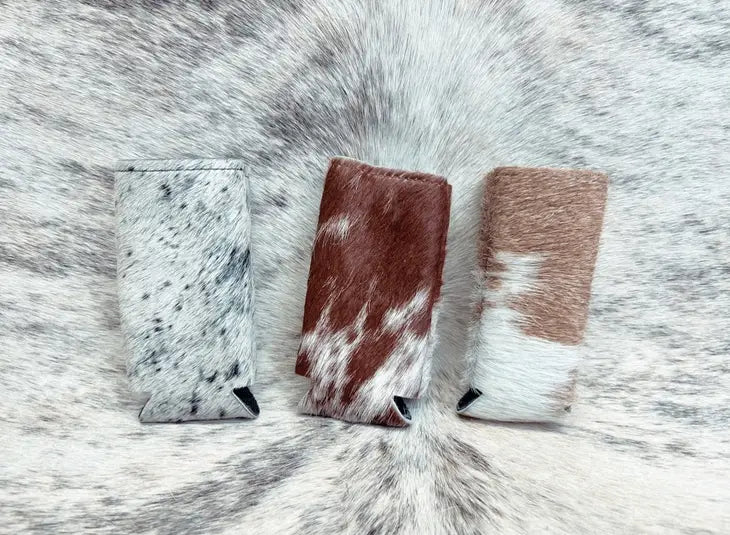 Skinny Can cowhide Koozies