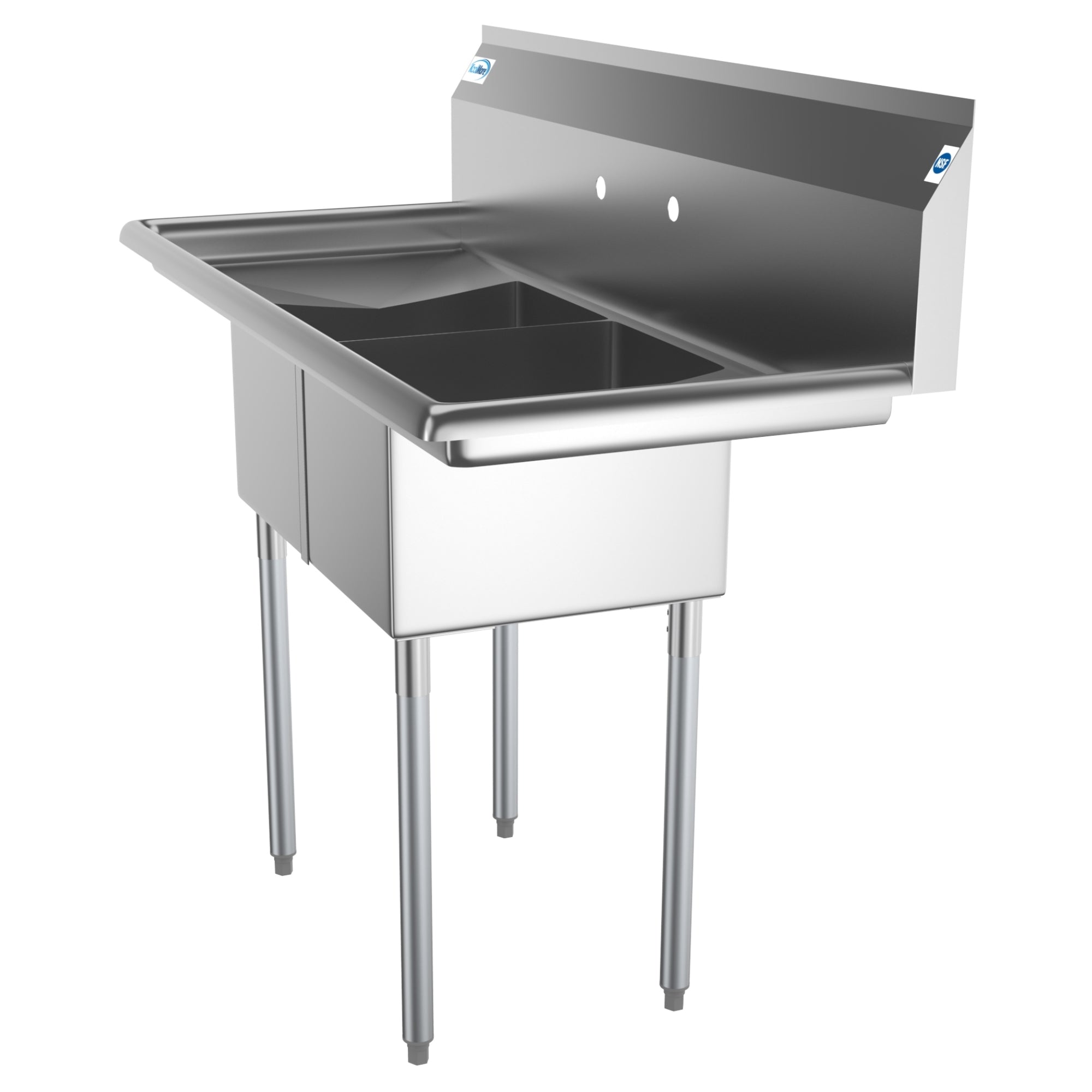 48 in. Two Compartment Stainless Steel Commercial Sink with 2 Drainboards, Bowl Size 12