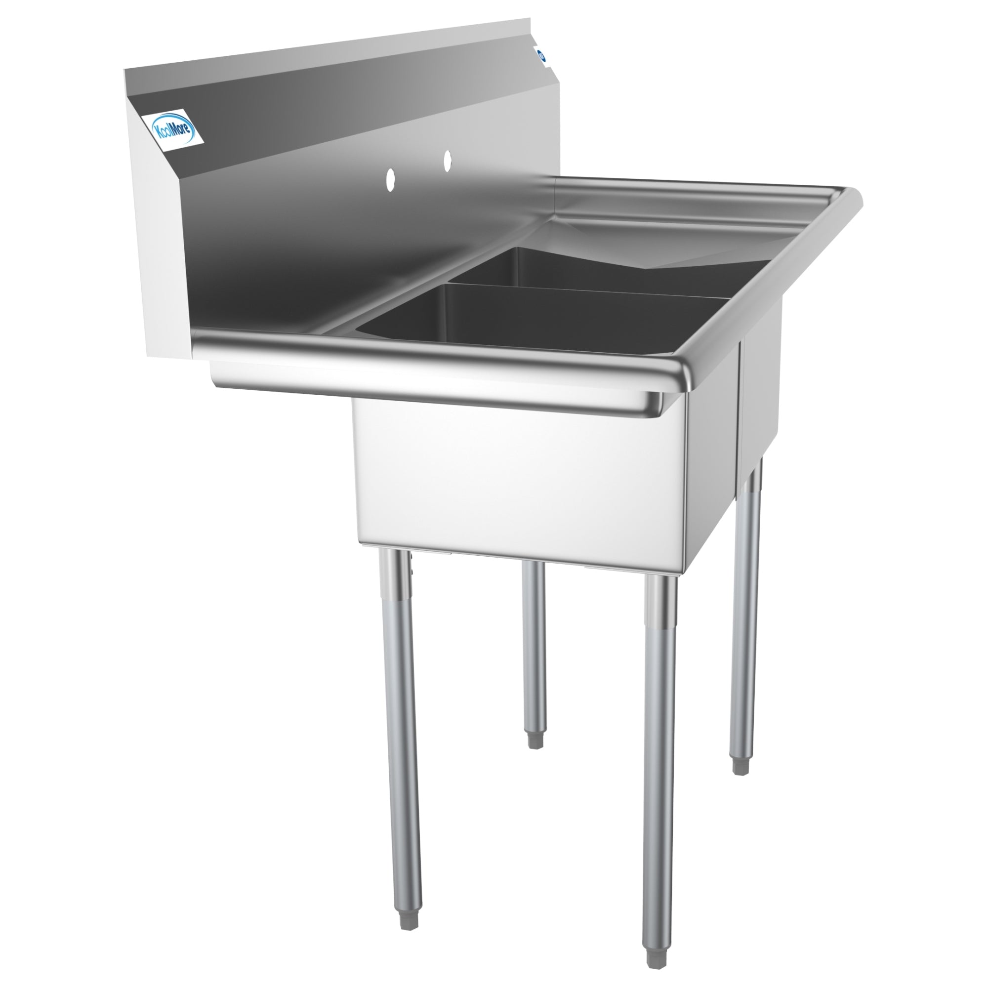 48 in. Two Compartment Stainless Steel Commercial Sink with 2 Drainboards, Bowl Size 12